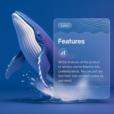 3D Illustration of a Whale with Features Block