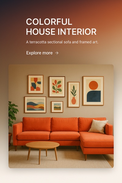 Stylish Living Room with Terracotta Sectional Sofa