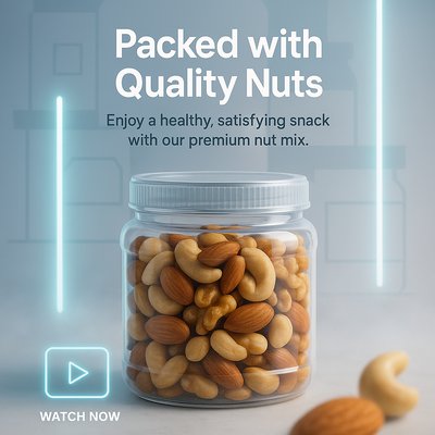 Promotional Image for Premium Nut Mix Featuring Clear Jar