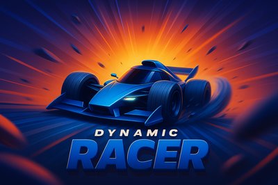 Dynamic 3D Racer Poster with Bold Design Elements