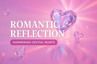 Romantic Themed Graphic Featuring Shimmering Crystal Hearts
