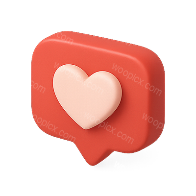 3D Social Media Notification Icon with Heart