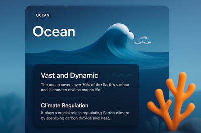 3D Ocean Illustration with Informative Blocks
