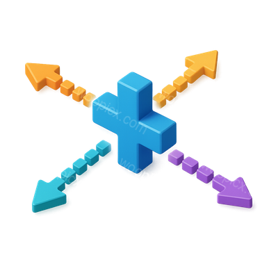 3D Icon of Multi-Directional Data Flow Concept