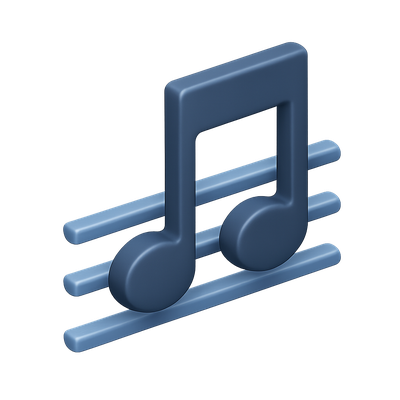 Stylish 3D Musical Note Icon with Lines