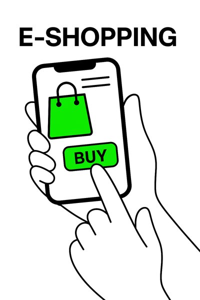 Digital E-Shopping Concept with Smartphone Illustration
