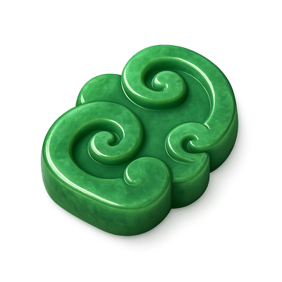 Elegant Green Jade Carving Icon in 3D Perspective