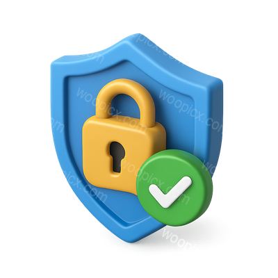 3D Secure Shield Icon with Lock and Checkmark