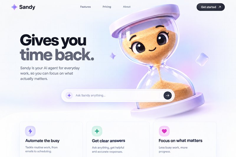 AI agent landing page design