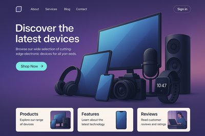 Futuristic Landing Page Design for Electronic Devices