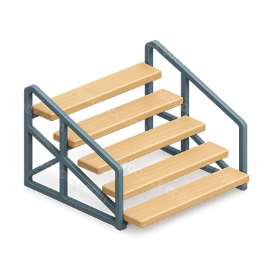 3D Isometric Bleachers Icon in Three-Quarter View