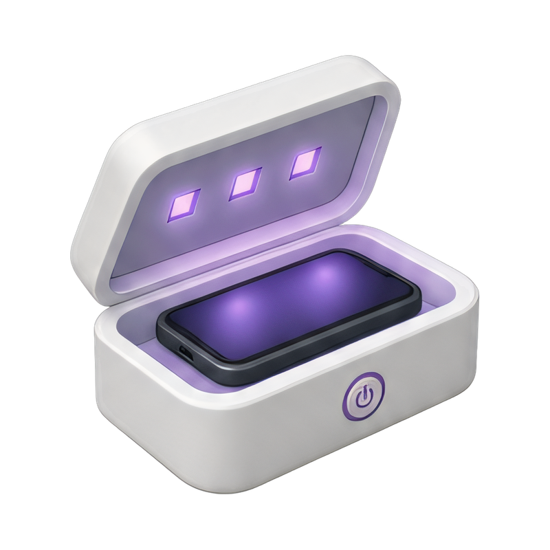Compact phone sanitizer box