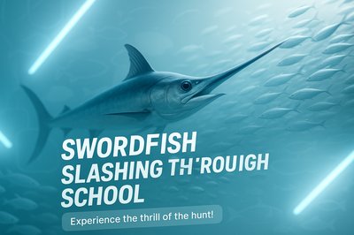 Dynamic Underwater Scene Featuring a Swordfish Hunting