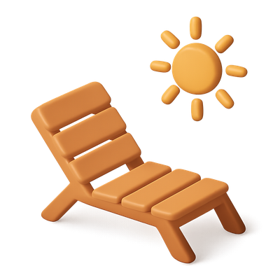 Stylish 3D Lounge Chair with Sun Icon