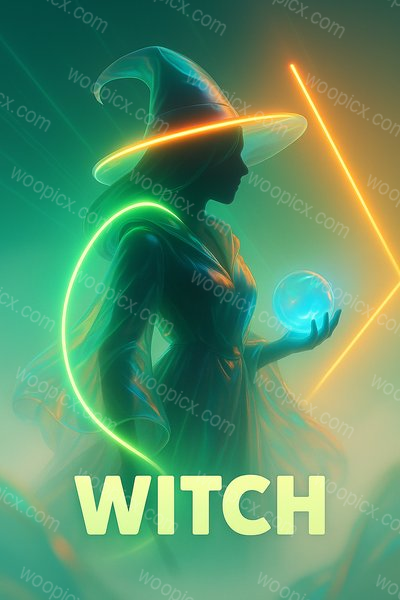 Neon Witch: Ethereal Glow with Mystical Elements