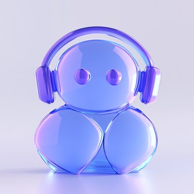 3D Stylized Character with Headphones in Gradient Colors