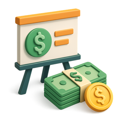 Stylized 3D Money Icon for Financial Presentations