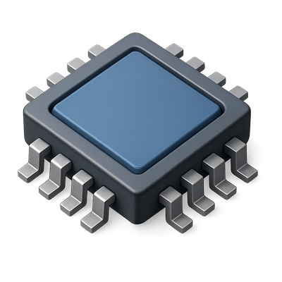 3D Microchip Icon with Square Design and Isometric View