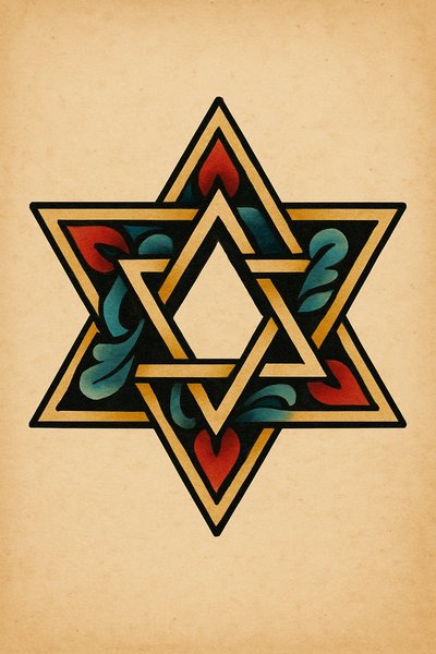 Artistic Representation of a Star of David with Floral Elements