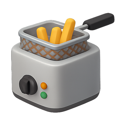 Illustration of a Modern Electric Deep Fryer with Fries