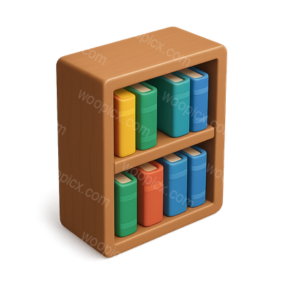 Stylish 3D Library Icon with Colorful Books