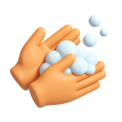 3D Icon of Hands Washing with Soap in Isometric Style