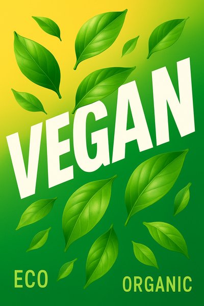 Vibrant Eco-Friendly Leafy Design for Vegan Products