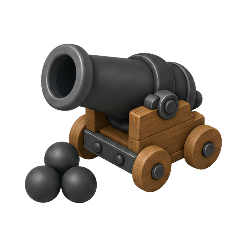 vintage cannon and cannonballs
