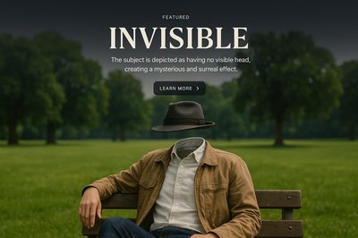 Surreal Invisible Figure on Park Bench with Mysterious Background