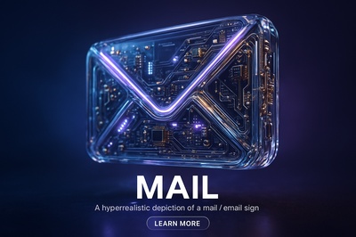 Hyperrealistic 3D Email Sign with Glowing Details