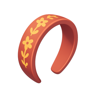 Stylish 3D Headband Icon with Floral Design