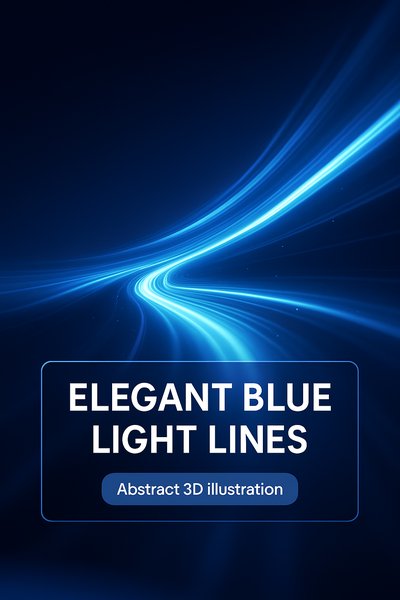 Abstract 3D Illustration of Elegant Blue Light Lines