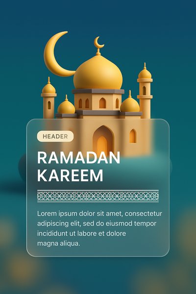Stylish Ramadan Kareem Geometric Design with Mosque and Moon