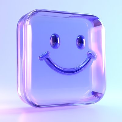 3D Glossy Smile Icon with Soft Lighting