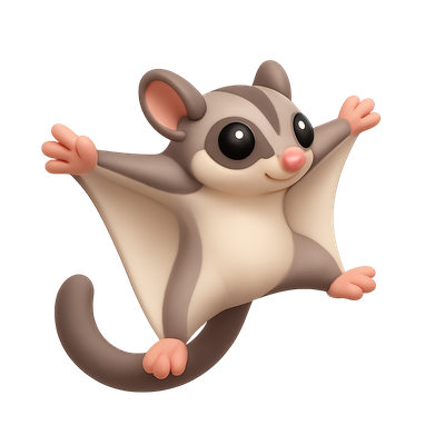 Cute Cartoon Sugar Glider Character