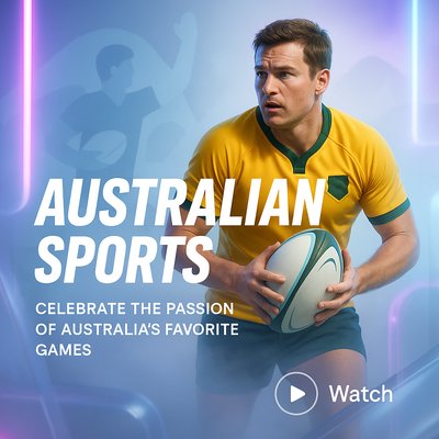 Dynamic Sports Promotion Image Highlighting Australian Rugby