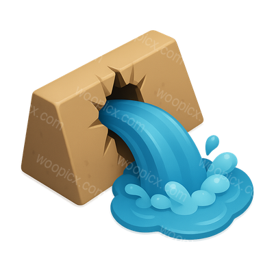 Stylized Illustration of Water Flowing from a Block