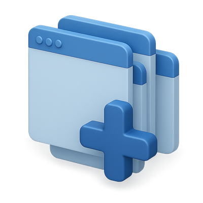 Stylized 3D Overlapping Windows Icon Design