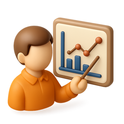 3D Icon of Data Analysis with Graph Elements