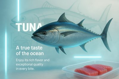 Realistic Tuna Illustration with Product Display