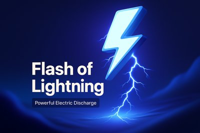 Striking Flash of Lightning Against Dark Background