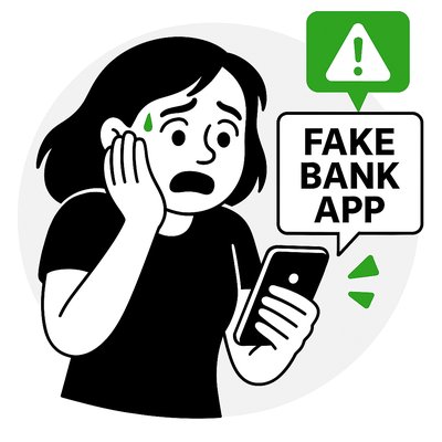 Illustration Warning About Fake Bank Apps