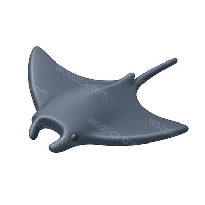 3D Manta Ray Icon in Isometric View