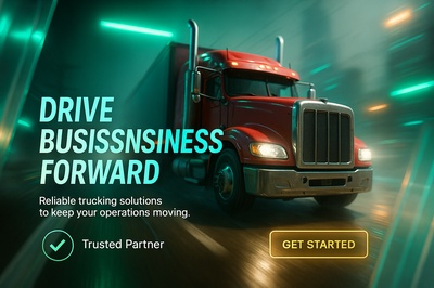 Dynamic Neon Truck Advertisement Design for LinkedIn Carousel
