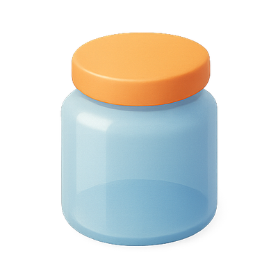 Stylized Glass Jar with Orange Lid