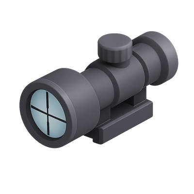 3D Sniper Scope Icon with Isometric Design