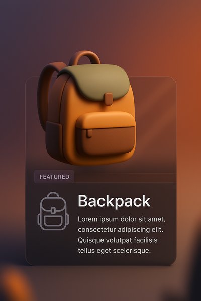 3D Backpack Icon with Stylish Background and Text Overlay