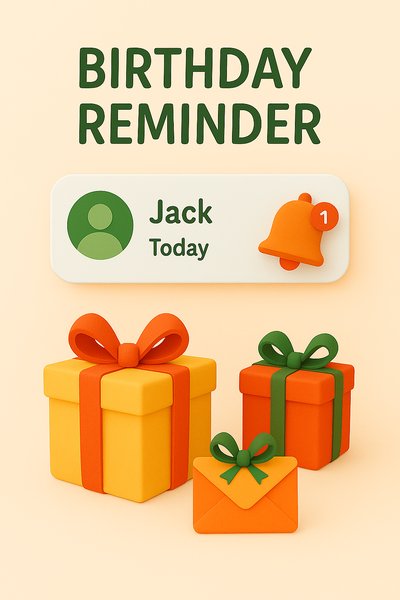 Colorful Birthday Reminder Graphic with Gifts