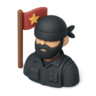 3D Icon of a Rogue State Outlaw with Flag