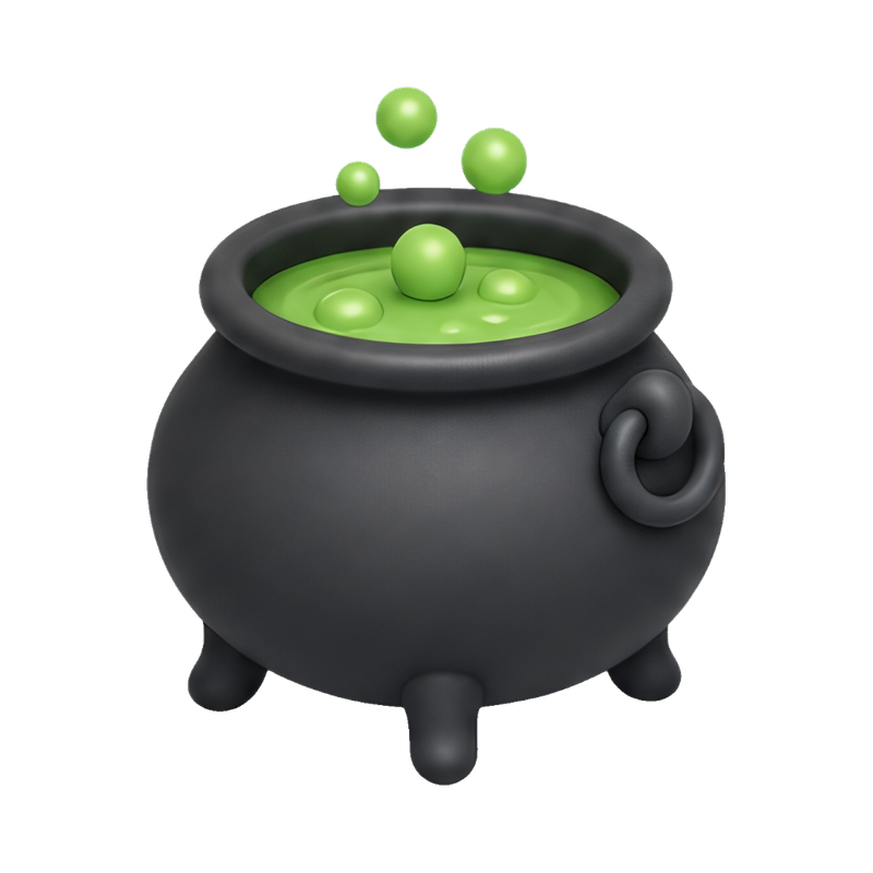 witch cauldron with green brew